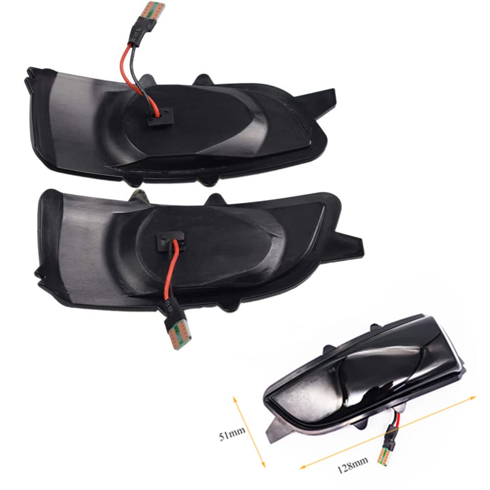 2Pcs Led Dynamic Turn Signal Lights Sequential Yellow Lights Black Shell Side Mirror Reflector Compatible For Volvo C30 S80 S40 V70 S60