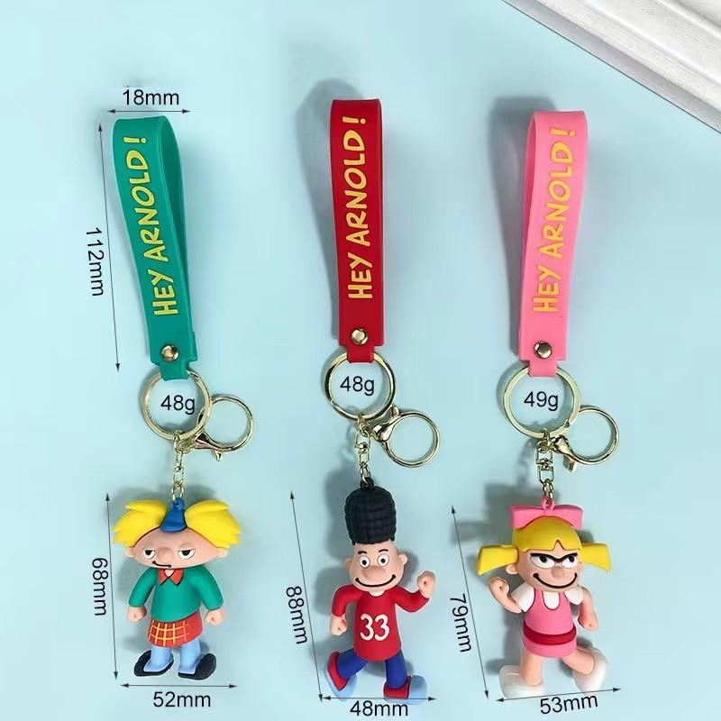 Portachiavi Figura Anime Hey Arnold Cartone Animato Carino Uomo Basso Ciondolo Borsa Portachiavi Ornamenti Chiave Auto Accessori Regalo di Natale per Bambini