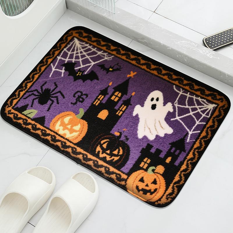A Pair of Bat Bathroom Anti Slip Floor Mats, Washbasin Absorbent Foot Mats, Shower Room Small Carpet, Bathroom Door Mat