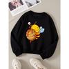 Girls Soft Crewneck SweatshirtCute Bee Hugging Honey Pot Cartoon Print with Cute Creative Print, Casual All-Match for Fall Winter