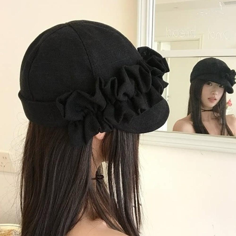 Lace Trim Small Face Fit Equestrian Hat Sun Protection Octagonal Cap Spring Season