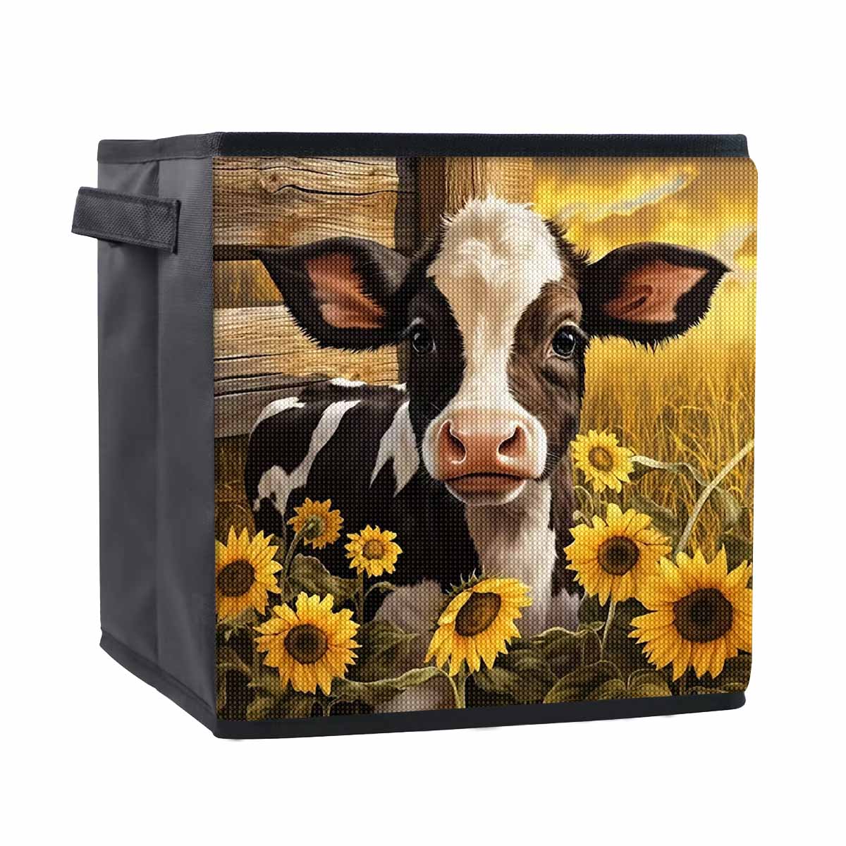 

Flowers and Cows 5D Diamond Painting Storage Basket Full Round Drill Mosaic Diamond Embroidery Cross Stitch Kits Home Decor Home Decor 25cmx25cm