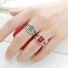 Hand Jewelry Flip Double Ring Double Diamond Ruby Emerald Ring Rectangle Gemstone Lord of the Rings Ring