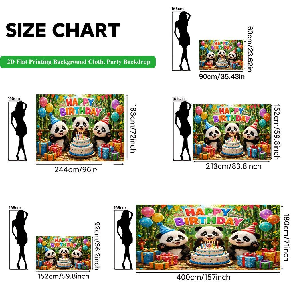 2D Flat Backdrop1pc Cute Panda Birthday Party Backdrop Banner Polyester Wall Decor For Living Room Bedroom Office Outdoor Decor Party