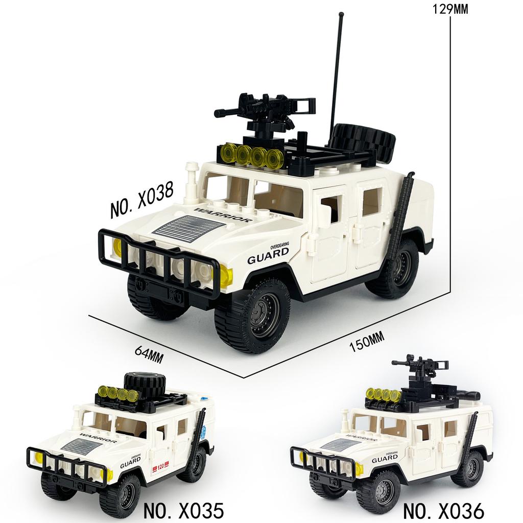 Four Children'S Assembled Small Particle Building Block Toy Accessories X035 Peacekeeping Force Rescue Vehicle