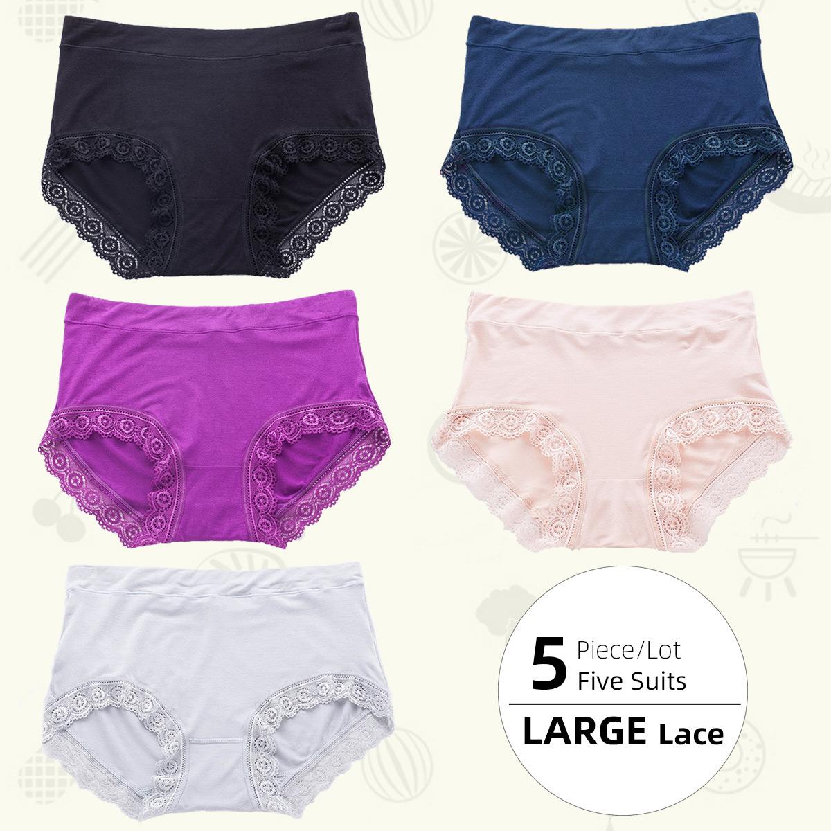 

4-5 шт./лот, женские трусики со средней и высокой талией, хлопковые кружевные трусики с промежностью, дышащий животик, большие размеры, женские треугольные брюки, нижнее белье, трусы 3XL