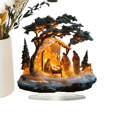 2D Acrylic Desktop Christmas Decor Jesus Birth Scene Christian Home Decorations Desktop Ornament Festive Gift