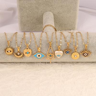 316L Stainless Steel Eye Pendant Necklace for Women Fashion Zircon Eye Pendant Chain Necklaces Femme Jewelry