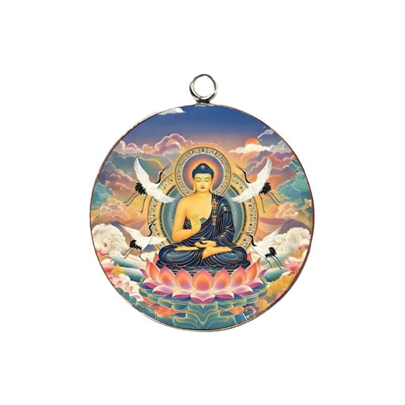 Single-Sided 30mm Buddha 'May All Wishes Come True' Keychain Pendant