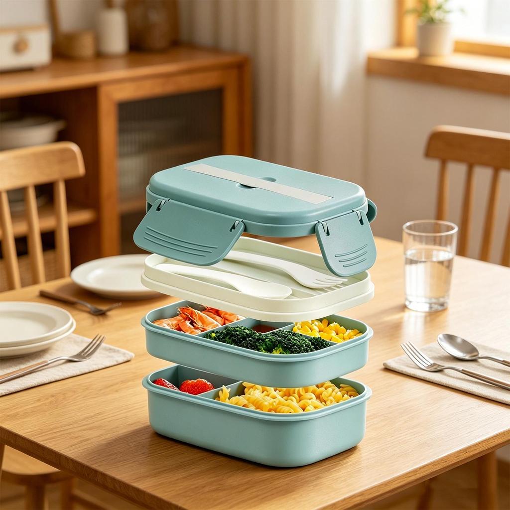 Work Lunch Box 3 Tier Leakproof Microwave Safe Utensil Men Lunch Box For Office Work Travel Camping Picnic Dining Out Women