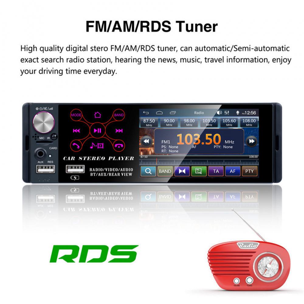 1 Dincar 4.1" Touchscreen Mp5 Radio Player Audio Am Fm Radio Bluetooth W/ Camera