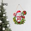Traditional Xmas Tree Embellishments Wooden Christmas Hanging Pendant Snowman/Santa Claus/Gnome Ornament with Farmhouse Style Festive Signs Hemp Rope