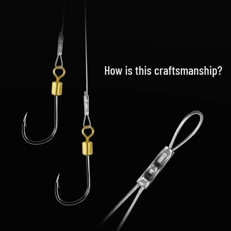 Steel Wire Leader Double Fish Hook: Anti-Tangle, Anti-Bite, Ideal for Grass Carp, Carp, and Pomfret Sea Fishing