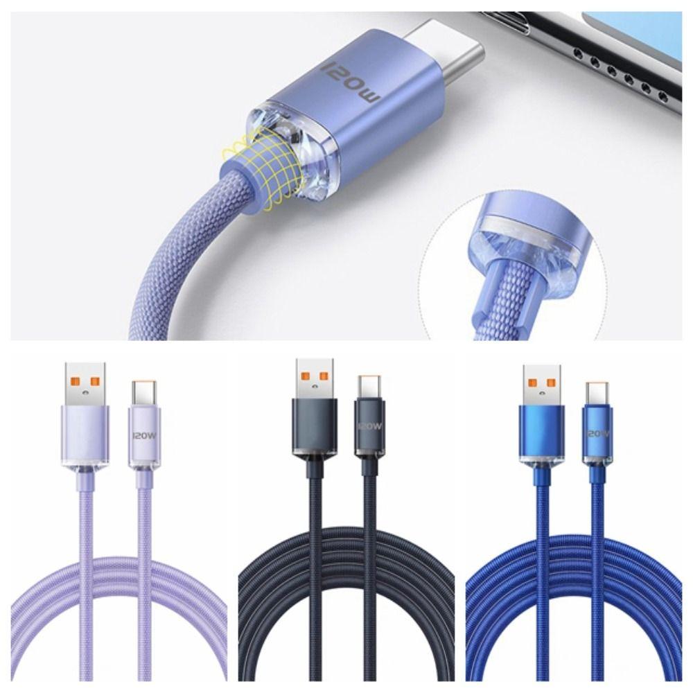 

USB C 120W 6A Провод для быстрой зарядки 120W 6A 120W Кабель USB Type C для зарядки мобильных телефонов purple-25cm