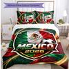 Mexico footbal Printed Bedding 3 Piece Set Cozy Breathable Bed Cover Set as Housewarming Holiday Gift