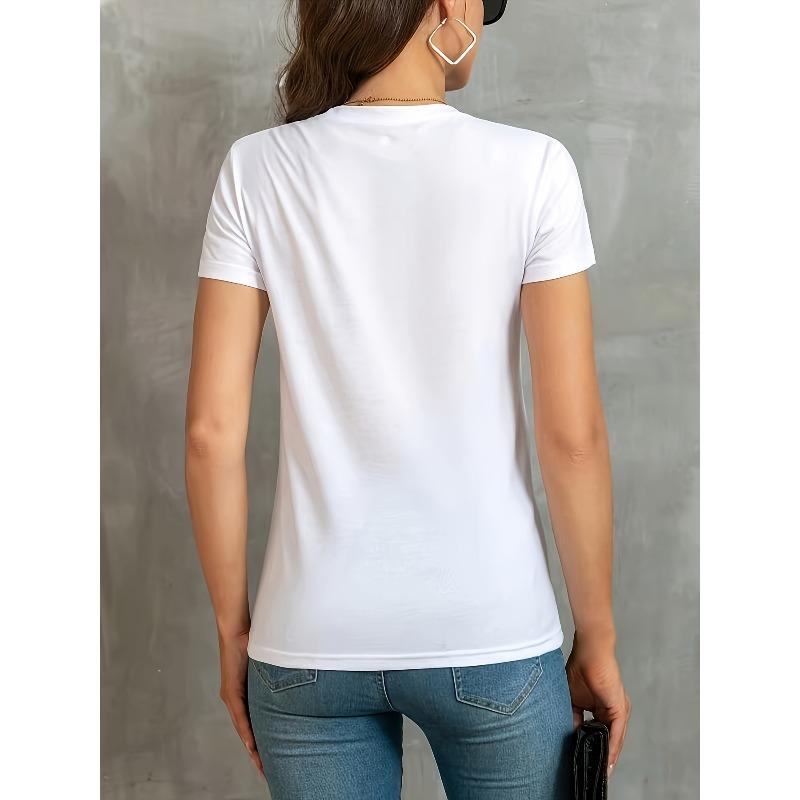 European Size European Size Women's Casual Round Neck Short Sleeve T-Shirt - Butterfly and Book Floral Print, Versatile Top