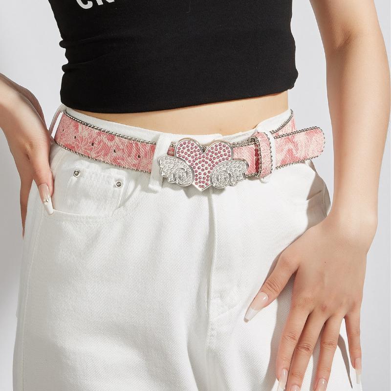 Bling Sequin Belts For Women Girl Fashion Pu Leather Belts Western Cowboy Y2K Retro Jeans Skirt Decor Waistband