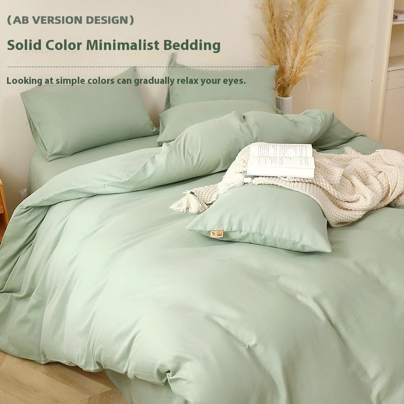 Pure Cotton Bedding Set Four-piece Skin-friendly, Breathable and Comfortable Washed Sheets Quilt Covers Pillowcases