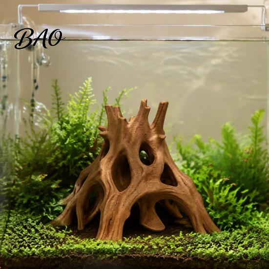 Aquarium Root Decoration 3D Printed Cave Hideout, Hollow Tree Shaped Fish Tank Decoration, Porous Structure Shrimp Breeding Shelter for Shrimp,