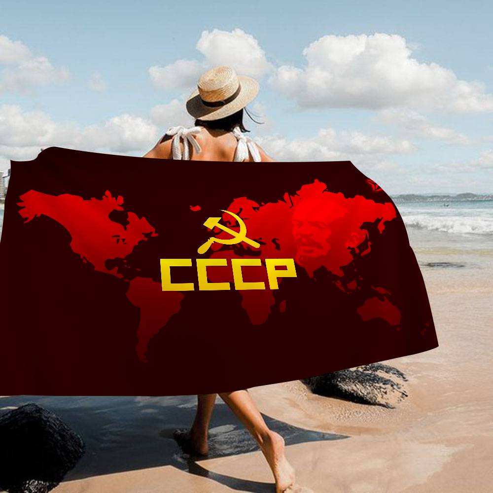 

CCCP USSR Soviet Microfiber Printed Beach Towel Mountain Climbing Yoga Beach Swimming Running Absorbent Soft Towel W30*H60(CM)