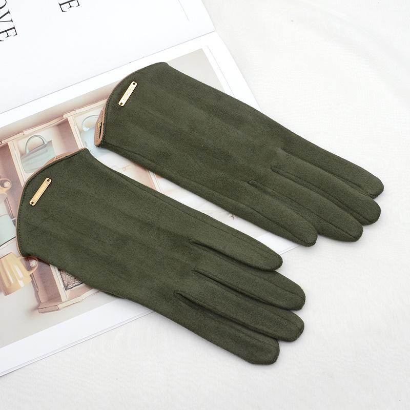 Women's Winter Suede Touchscreen Gloves - Velvet Lined, Warm, Cold-Proof, Korean Style, for Cycling & Driving