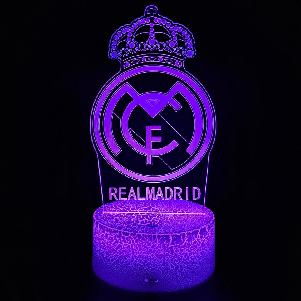 Real Madrid Wappen Logo Nachtlicht für Kinder 16 LED 3D + Fernbedienung
