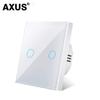 AXUS Touch Switch Wall Light Switch Luxury Crystal Tempered Glass EU US Standard Panel AC110-250V  1/2/3 Gang LED Button