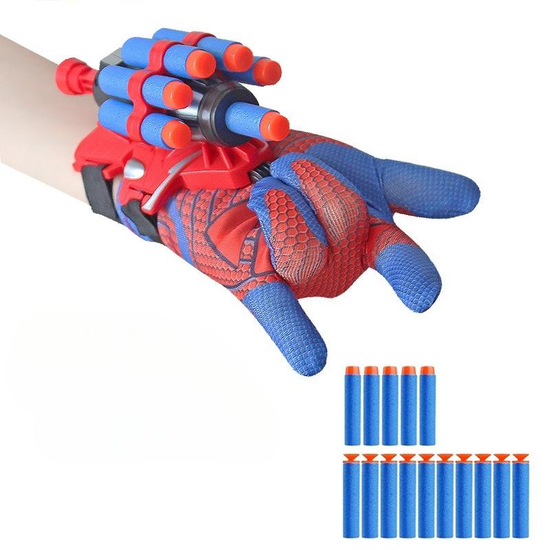 Spider Web Shooter Toy Gun with Gloves for Kids Superhero Role Play Toy with Suction Cups and Ropes for Boys Age 7-14