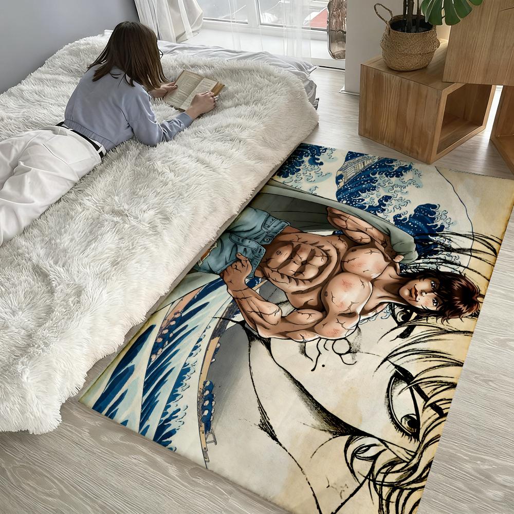 Baki the Grappler Floor Mat Soft Thickened Absorbent Non-Slip Bedroom Living Room Door Mat Home Decor Flannel Rugs