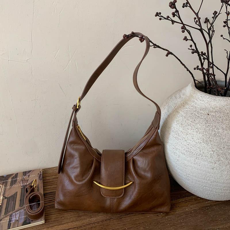 

Retro simple large-capacity bag fashion casual shoulder bag 2025 autumn and winter new women s messenger tote bag коричневий