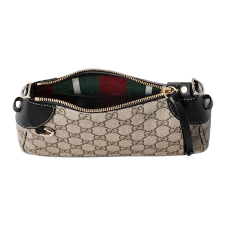 GUCCI GG Emblem Monogram Coated Fabric Handbag, Shoulder Bag Small Women's Beige & Dark Brown 815218-FAEAA-9765