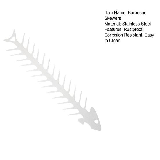 Stainless Steel Barbecue Skewers Rustproof Corrosion Resistant Reusable Unique Fish Bone Shape Grilling Skewers