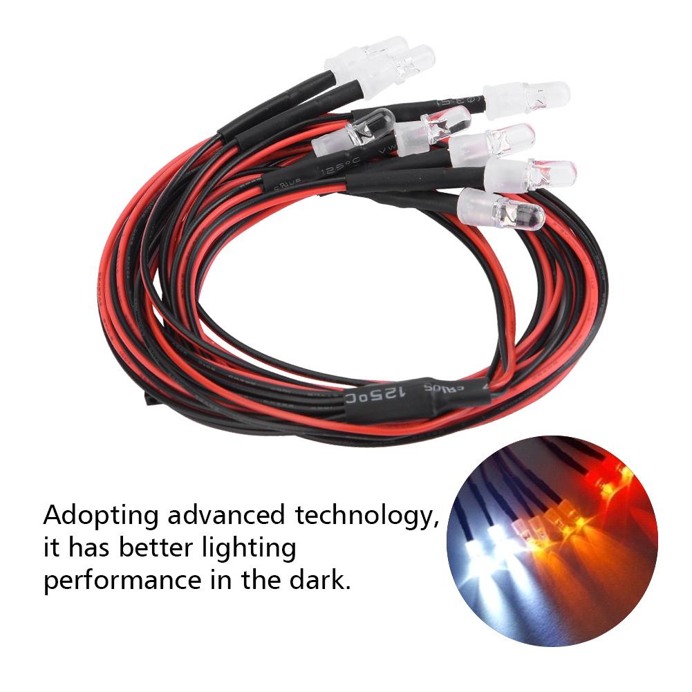 8PCS 5mm Headlights and Taillights LED Lights RC Model Drift Car Accessory
