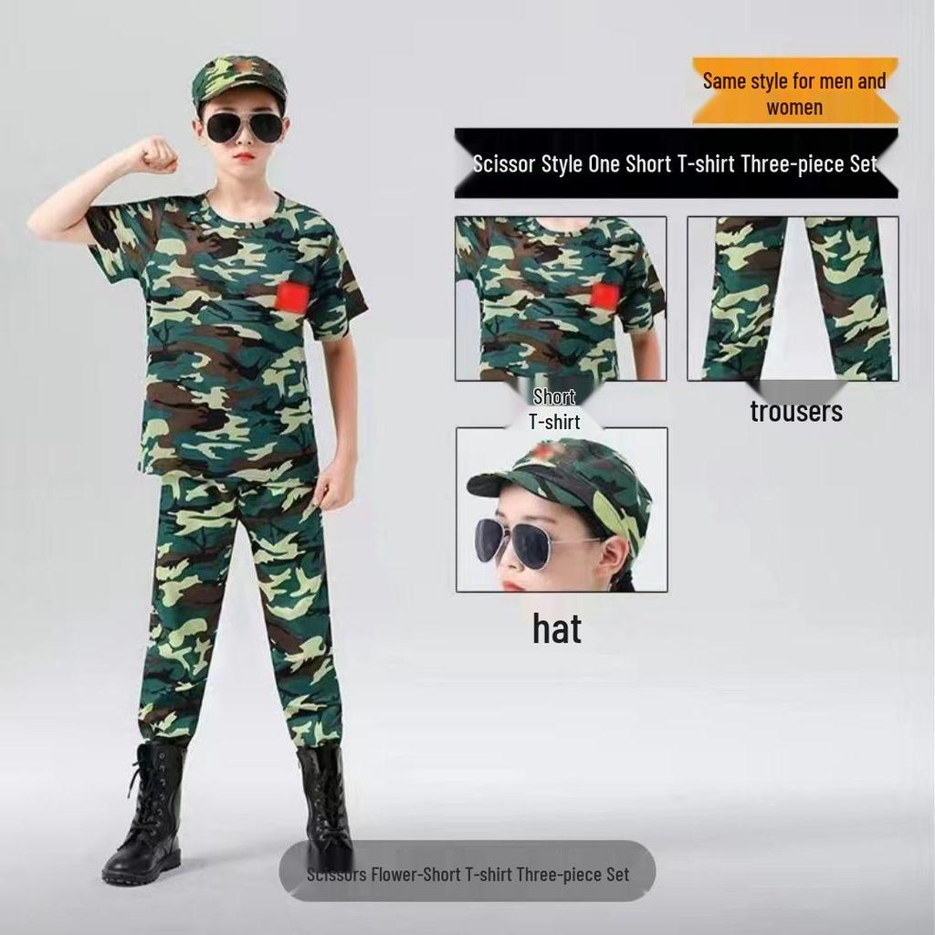 Çocuk Kamuflaj Askeri Üniformaları (Erkek ve Kız Çocukları İçin) - Anaokulu Eğitimleri, Yaz Kampları veya Okul Gösterileri İçin Mükemmel.