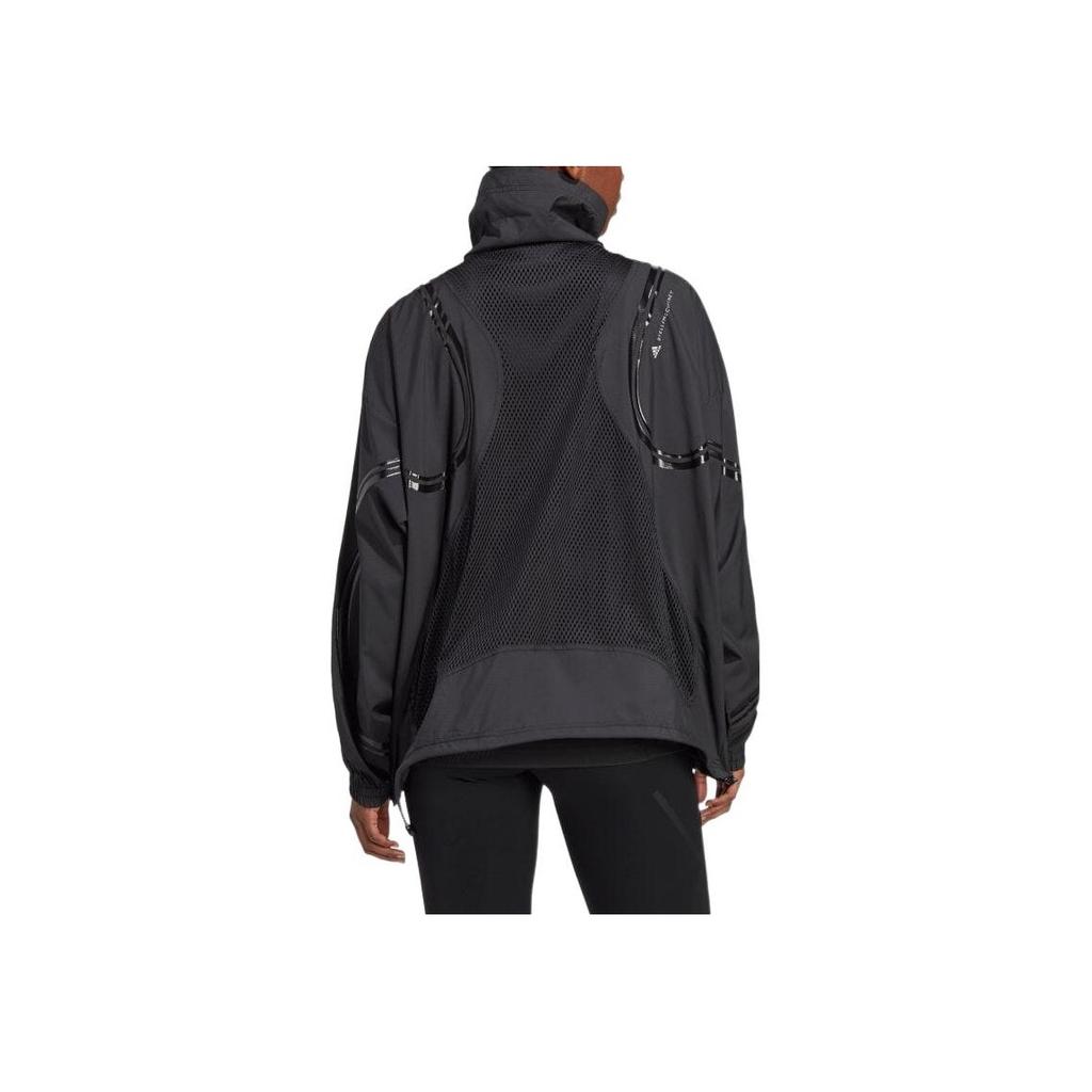 Adidas X Stella McCartney Color Block Striped Casual Stand Collar Jacket Women Jacket Black HR2212