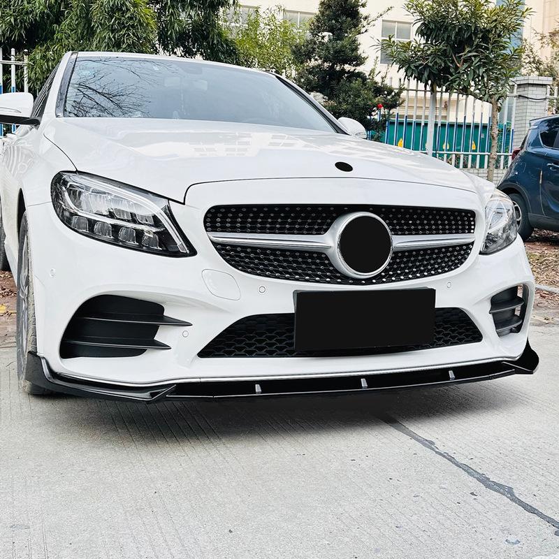 Car Front Bumper Lip Spoiler For Mercedes-Benz W205 C205 S205 C43 C180 C200 C300 2019-2021 AMG-Line Bumper Splitter Lip Bodykit