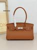 Lychee Pattern Platinum Kelly Bag: Classic European & American Light Luxury Leather Handbag, Women's Single Shoulder & Crossbody