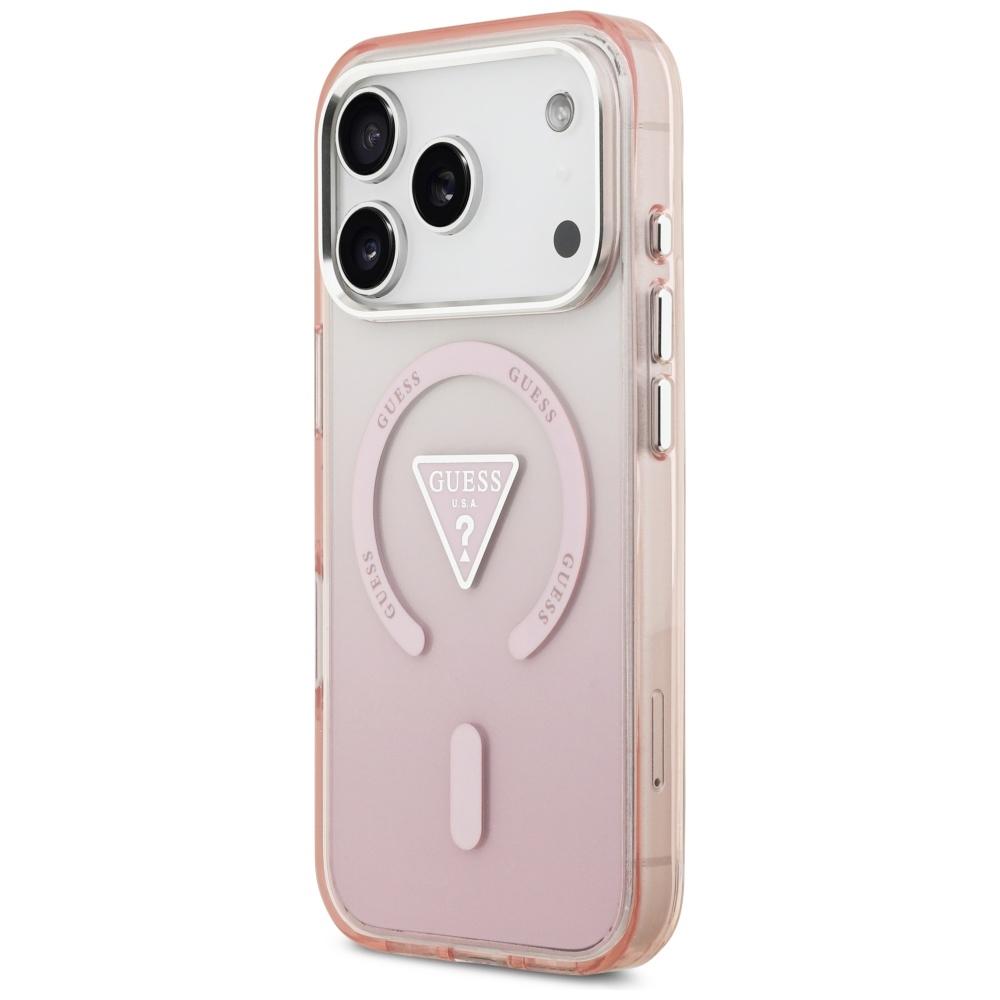 Coque MagSafe Guess IML Logo Triangle Dégradé pour iPhone 17 Pro Rose
