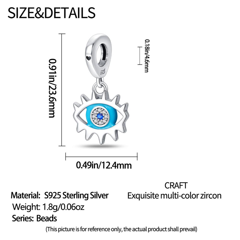 Original Copper Charms Luxury Blue-Eyed Pendant Beads Fit Bracelet Diy Women Making Delicate Gift Jewelry