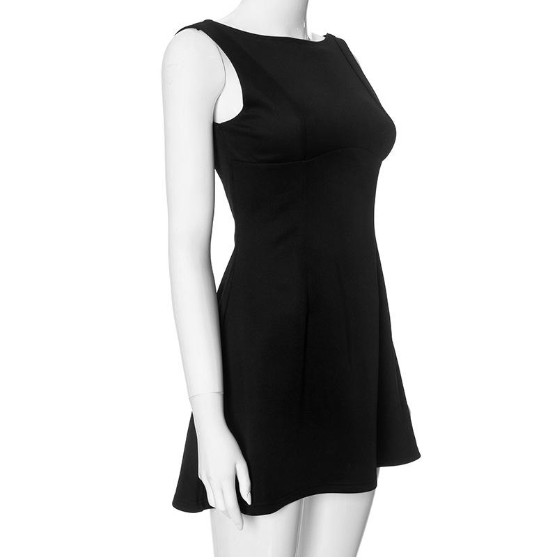 Kvinners Sommer Ensfarge Uformell Ermeløs Halter Slim Kort Kjole