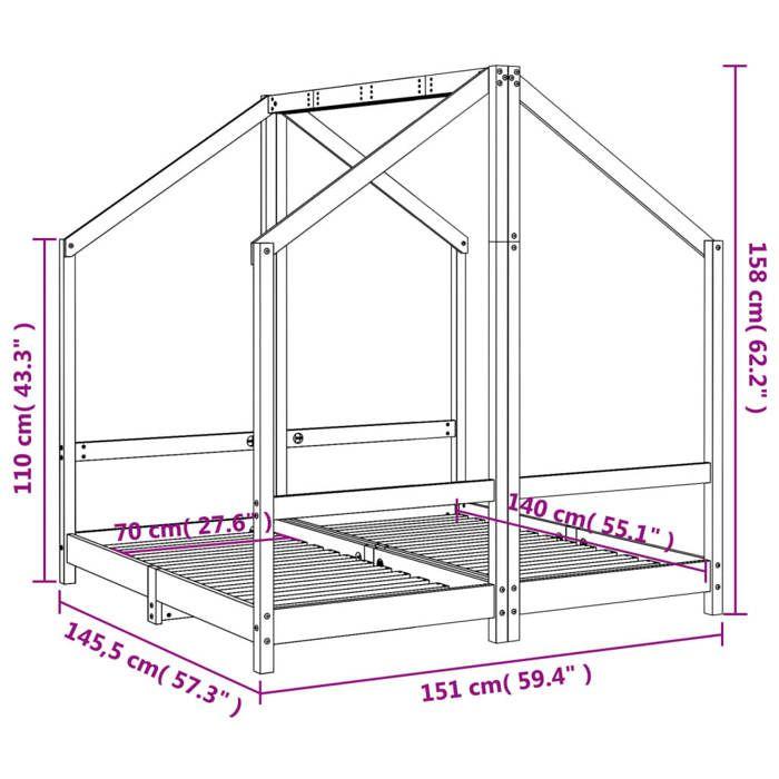 VidaXL Bed Frames for Children, Double Bed for Children, Indoor Bedroom House Bed, Modern, White 2x(70x140) Cm 3200593