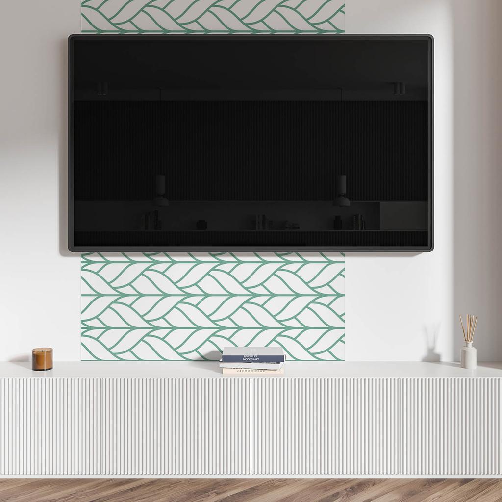 Panel Samoprzylepny Winylowy - Ścienna Dekoracja Do Biura 100X50 Cm Wzór Liści W Symetrii
