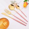 6People Luxury Gold Dinnerware Set Stainless Steel Tableware Set Knife Fork Spoon Flatware Cutlery Set Silverware Bright Light
