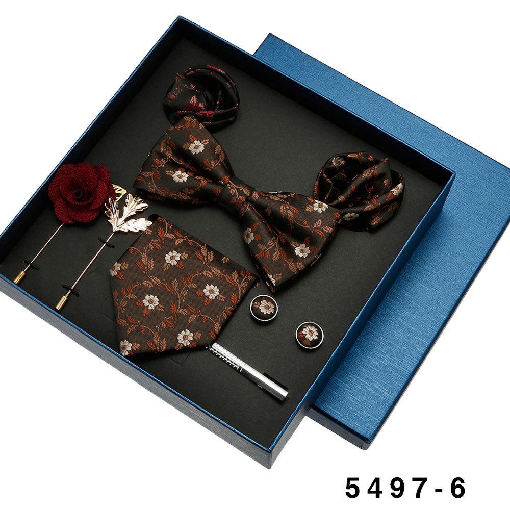 Men's Formal Tie & Pocket Square Eight-Piece Gift Set - High-End Wedding & Business 