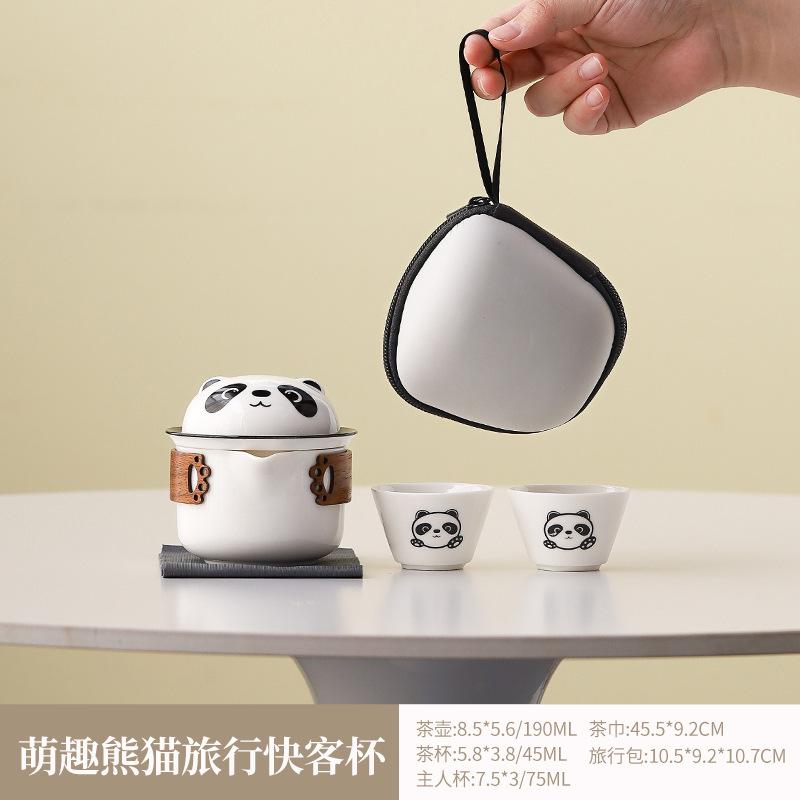 

Portable Ceramic Travel Tea Set Fast Brewing Kungfu Teapot for Outdoor Camping Holiday Gift