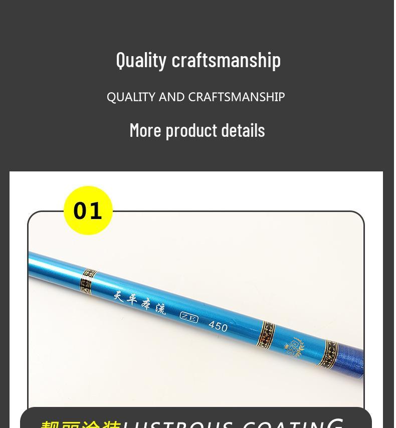 Vara de Pesca Carbon Stream de Bolso - Vara de Mão Curta de Seção Curta 28 & 19 Tones Dura