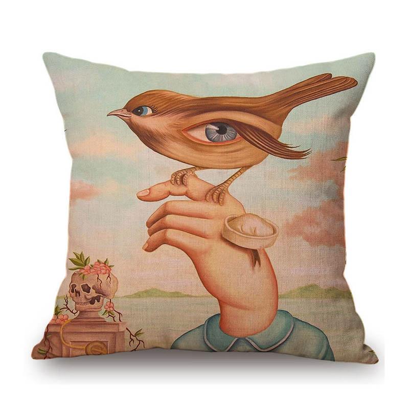 Rafael Silveira Surrealism Oil Painting Pretty Faceless Girl Flower Growth Cotton Linen Sofa Throw Pillow Case Cushion Cover