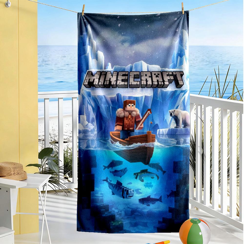 Minecraft Beach Towel Super Soft Microfiber Quickdry Fabric Comfortable Lightweight