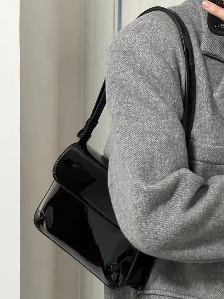 Elegant Patent Leather Women's Small Square Bag Ladies Vintage Shoulder Crossbody Bags Fashi Simple Female Handbags Tote Purse