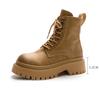 Comemore Ankle Boots for Women Leather Autumn Ladies Shoes Thick Heel Platform Motorcycle Boots British Work Short Botas